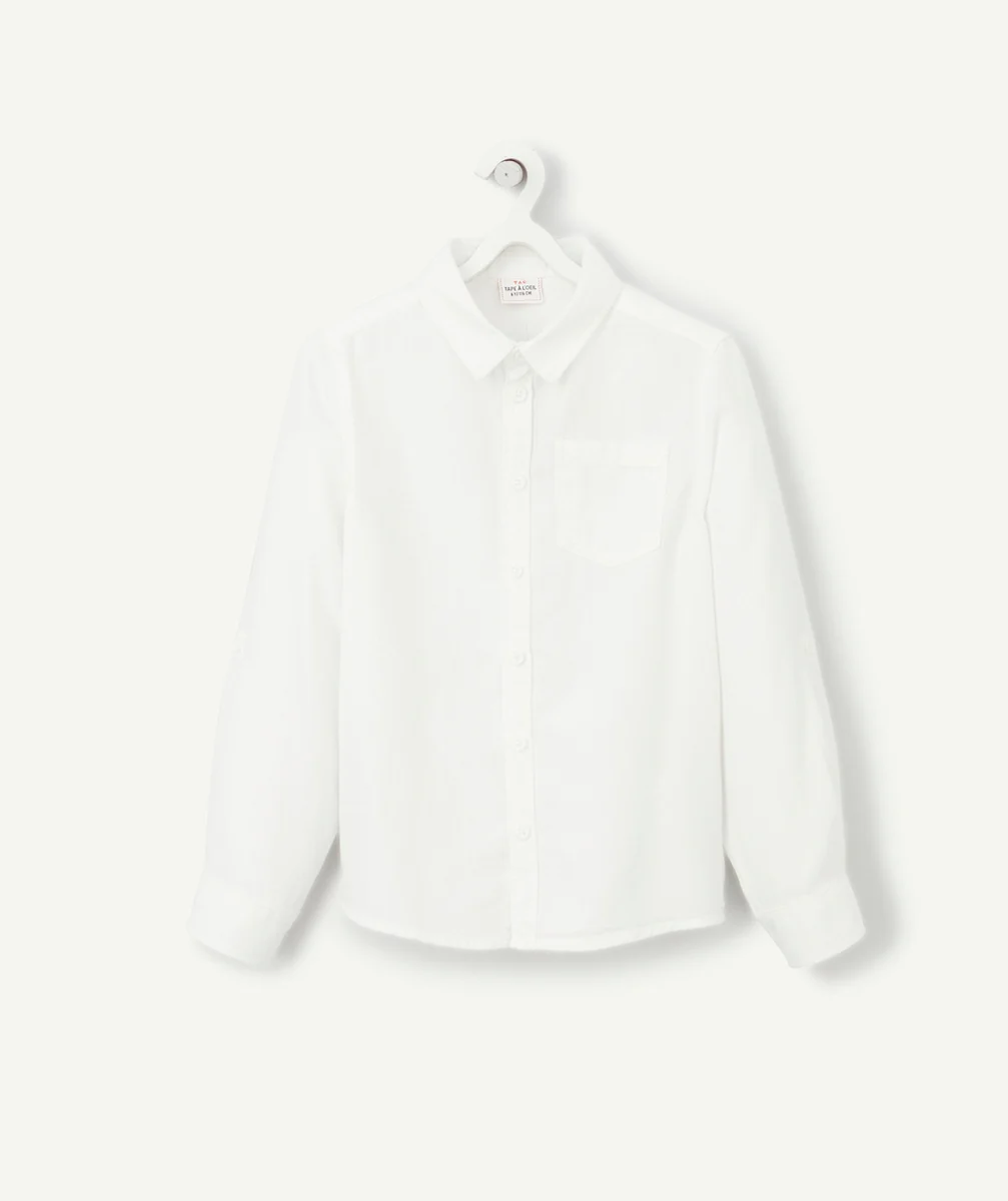 CHEMISE GARÇON BLANCHE EN COTON AVEC POCHE