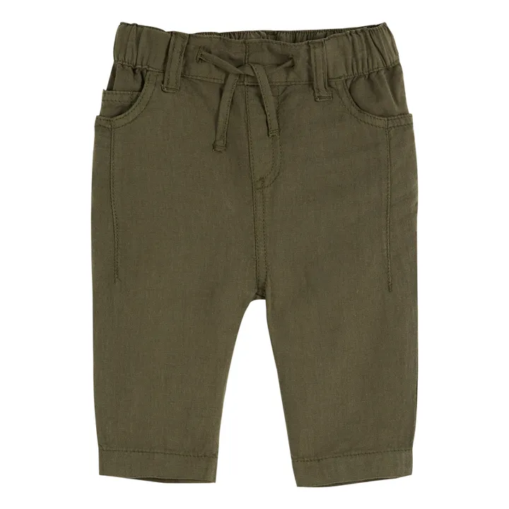 Emile et Ida Pantalon Lin | Vert kaki