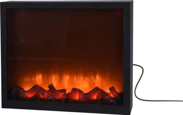 Vilde LED elektrisk peis for nett, brannimitasjon, sort metall, 41x25 cm