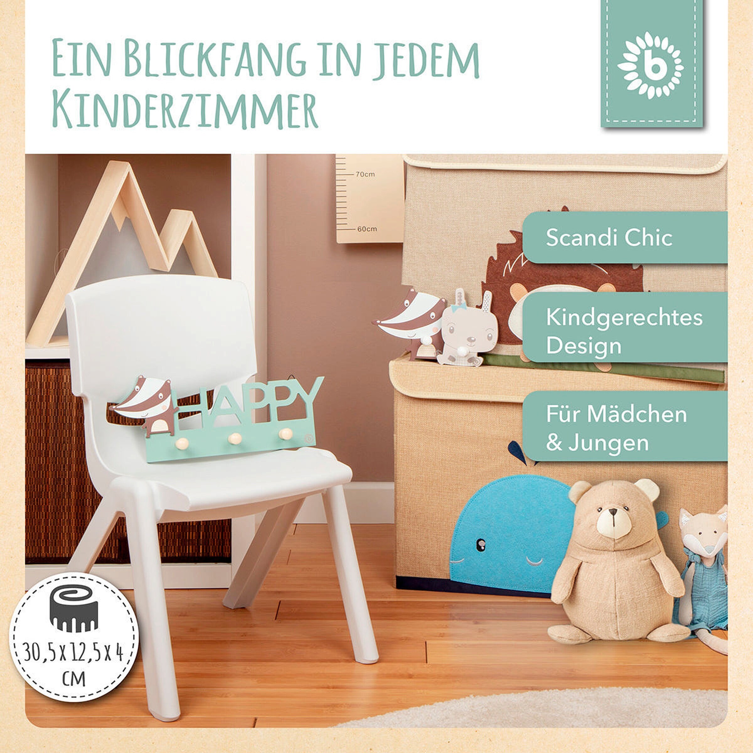 Bieco Garderobe Kinder Happy Rosa