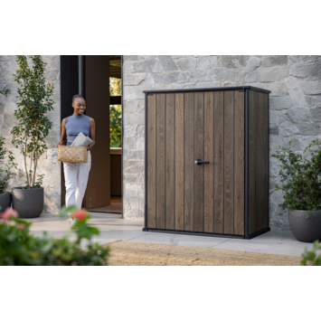 Keter Signature tuinkast walnut bruin kunststof 140 x 73,6 x 170,4 cm