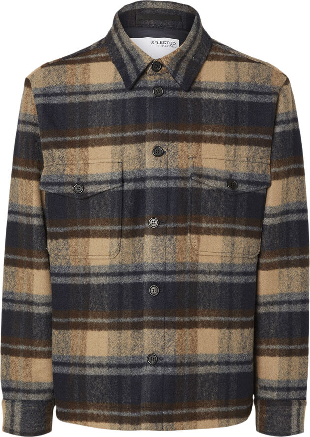 Selected Homme SLHARCHIVE OVERSHIRT NOOS Sky captain/sand/grey check