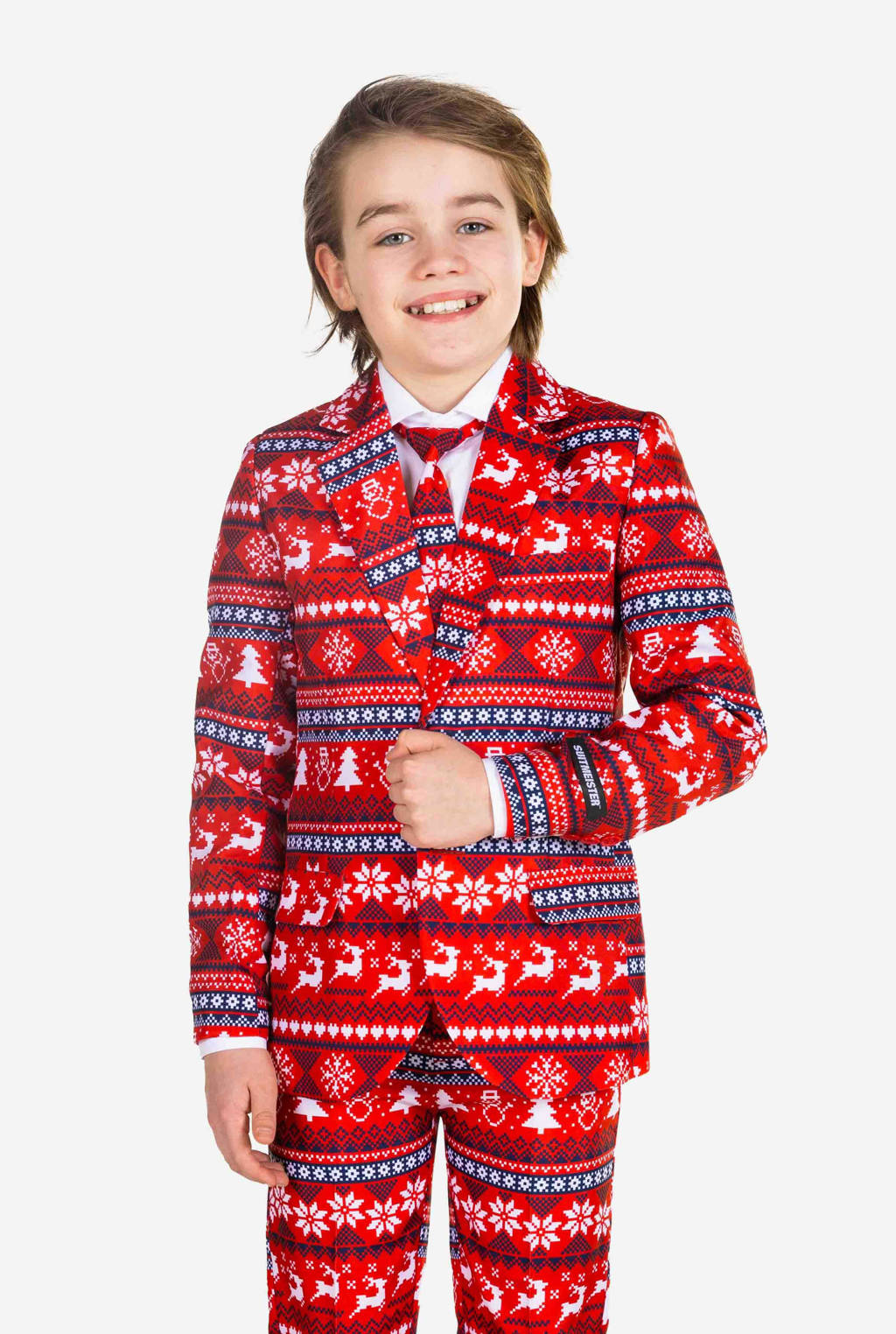 Suitmeister kostuum Nordic Pixel Red met all over print rood/multicolor