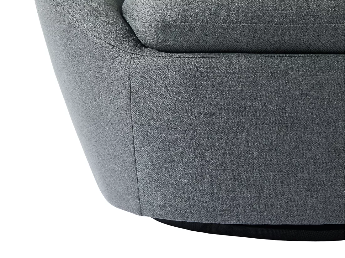 Fauteuil pivotant arrondi en tissu gris LACARA II