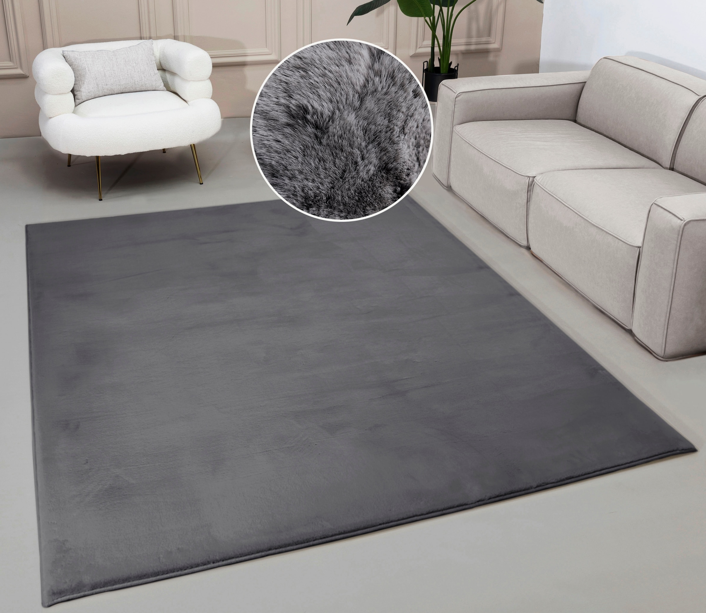 my home Fellteppich »Balu, Kunstfellteppich, Modern, Langflor Teppich« rechteckig 20 mm Höhe Kaninchenfell-Haptik, kuschelig, weich, Wohnzimmer, Schlafzimmer