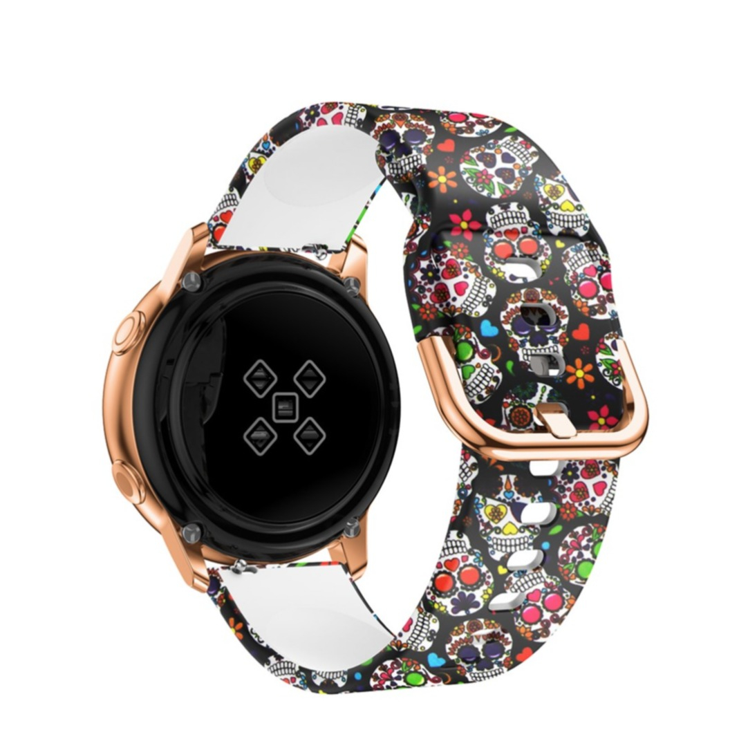 Samsung Galaxy Watch 42mm / Watch Active 2 / Watch Active / Gear Sport Silikon Sport Armband mit Dornschliesse (Gelenkumfang: 160-210mm) - Totenköpfe