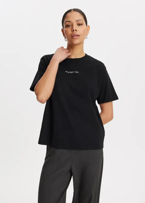 T-shirt met print good things zwart (ZWART)
