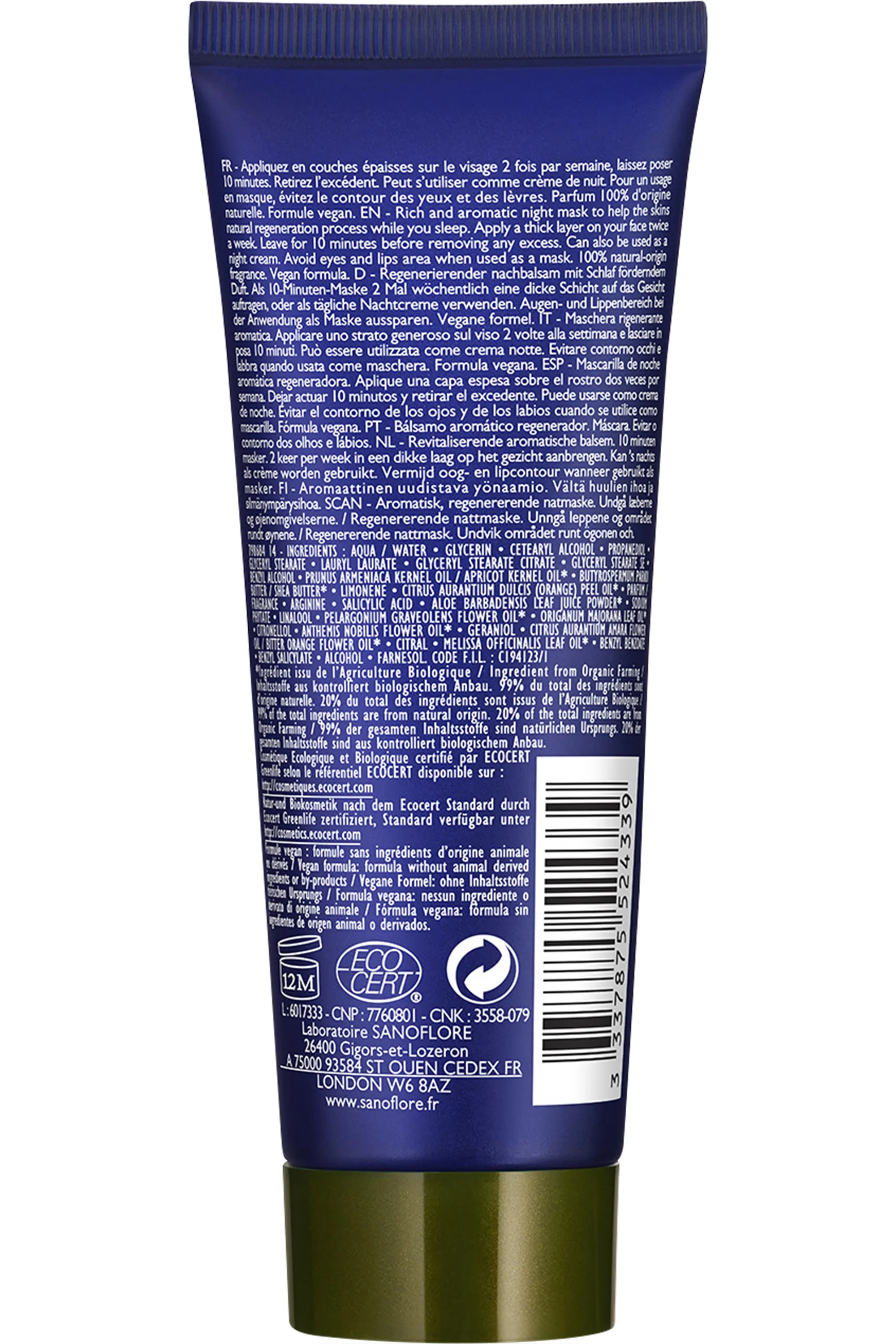 Sanoflore Masque de nuit régénérant Merveilleuse-75 ml