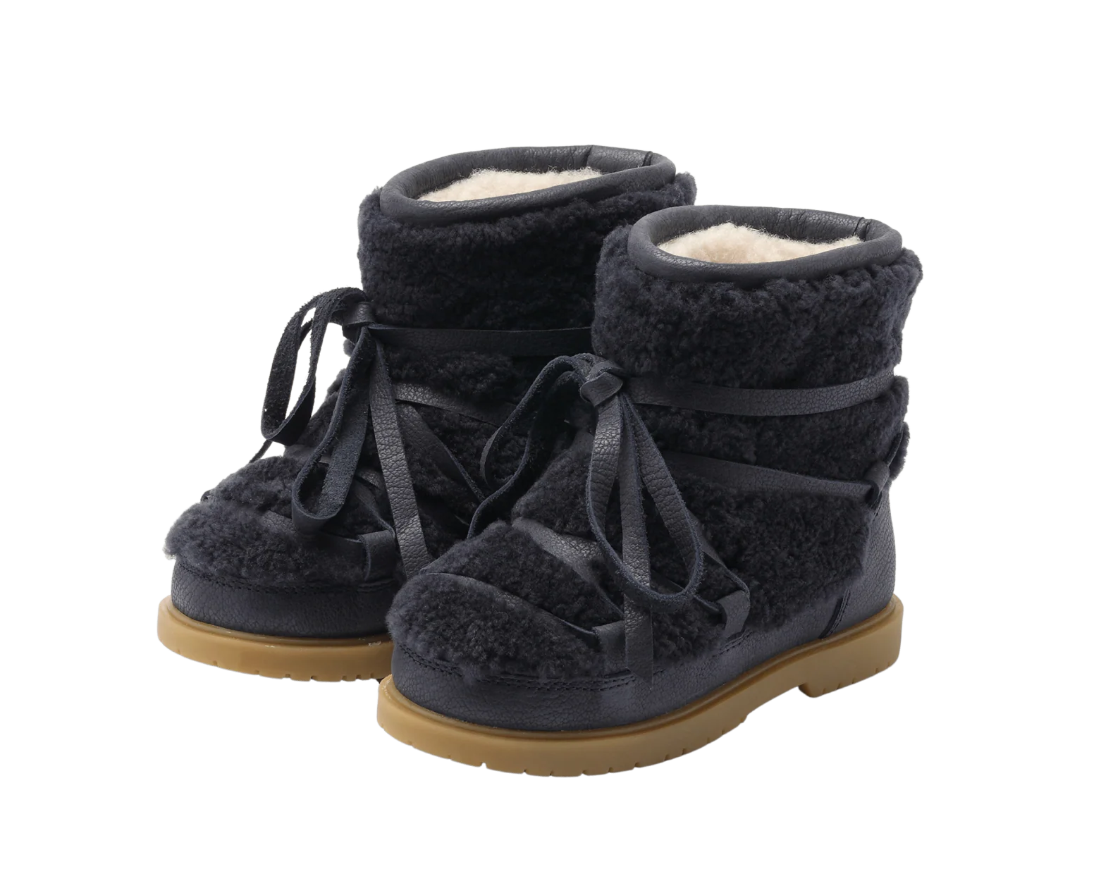 Cassia Boots | Navy Curly Sheep Wool
