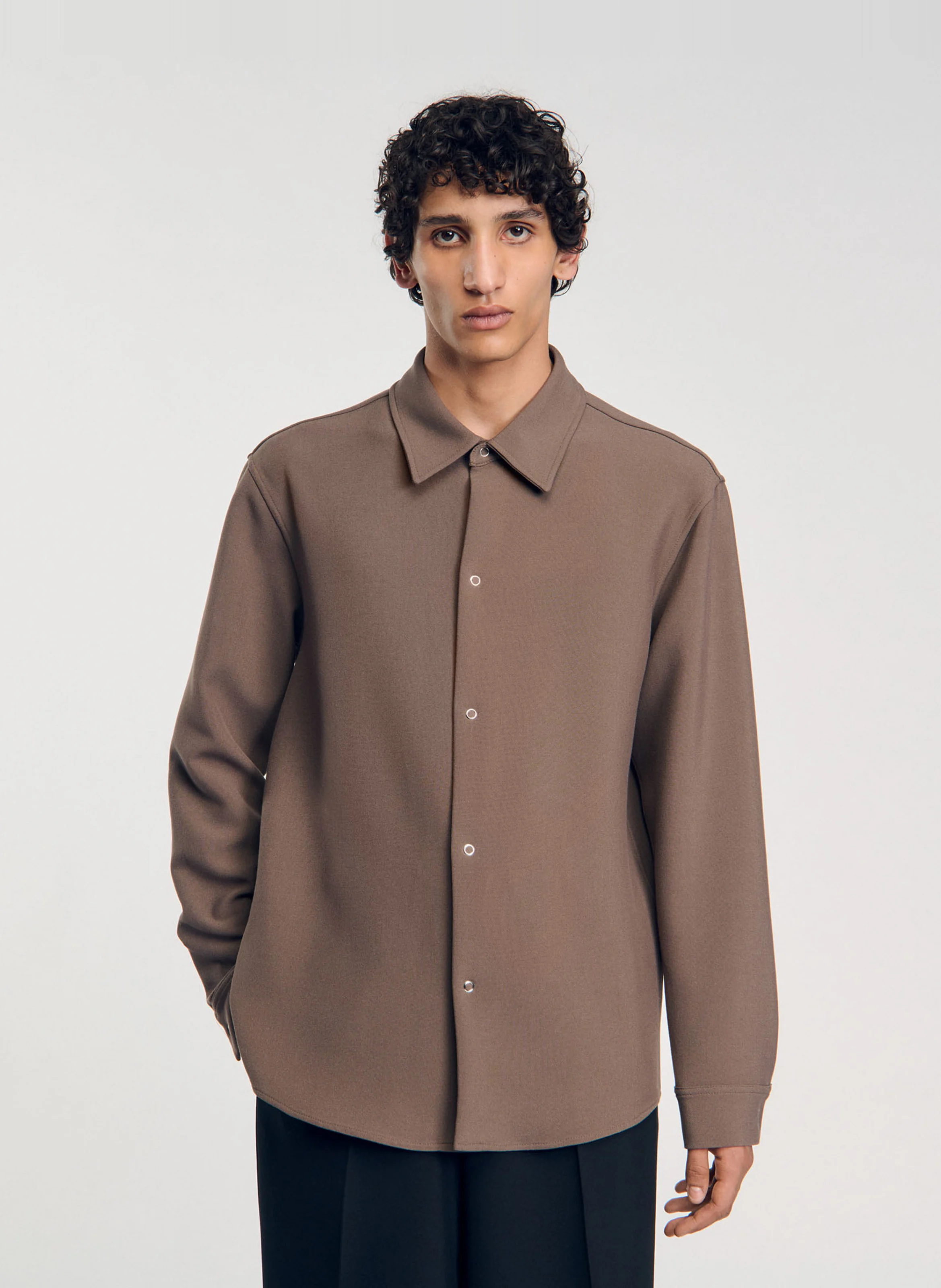 Chemise droite à col classique| Marron