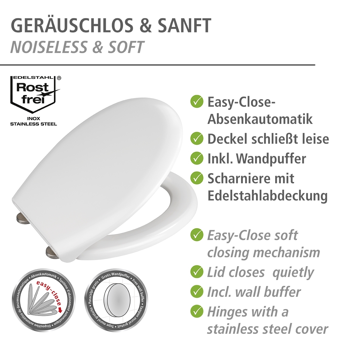 Wenko Gubbio Easy-Close toiletzitting wit