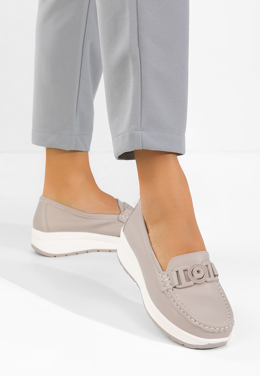 Mocassins en cuir naturel gris Gabielia