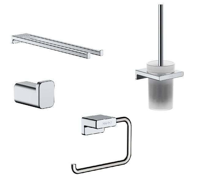 hansgrohe AddStoris Bad Accessoires Set chrom, Handtuchhalter, Haken, Bürstengarnitur, Papierhalter