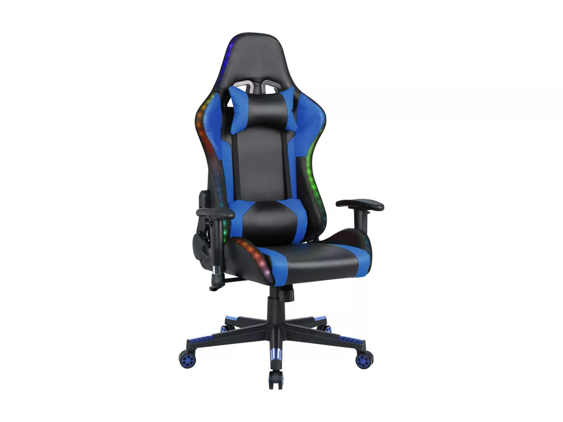 Chaise de jeu avec lumières LED RGB et haut-parleurs Chaise de gaming Chaise de bureau de style racing Chaise PC en cuir PU
