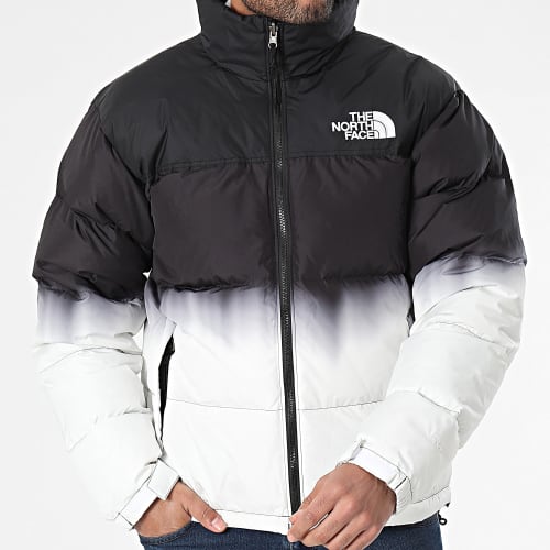 Doudoune Capuche 96 Nuptse Dip Dye A84QW Blanc Noir
