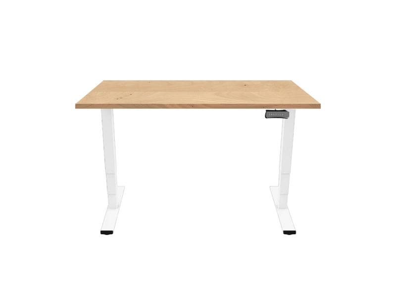 Contini RAL 9016 1.6 x 0.8 m Weiss mit Brauner Tischplatte Abwechslungsreiches Arbeiten im Stehen und Sitzen