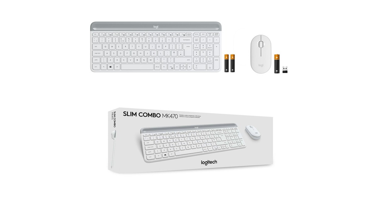 LogitechMK470 Slim Wireless Keyboard and Mouse Combo , desktopset  (Wit, US-International, Scissor switches, 1000 dpi)