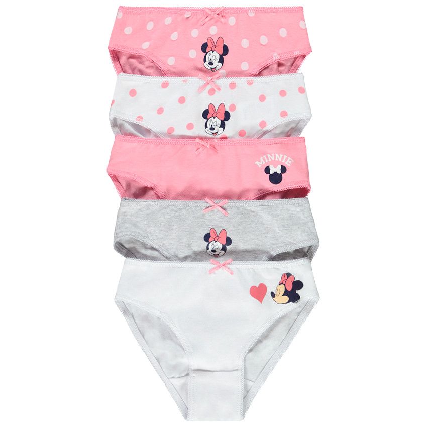 Lot de 5 culottes en jersey Minnie Disney pour fille - Blanc