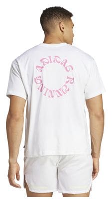 Maillot manches courtes Unisexe adidas Performance Running Blanc Rose