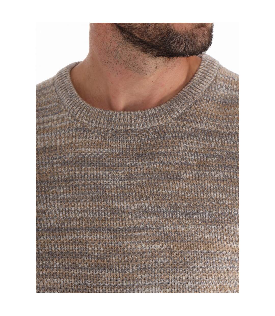 Pull col rond multicolore