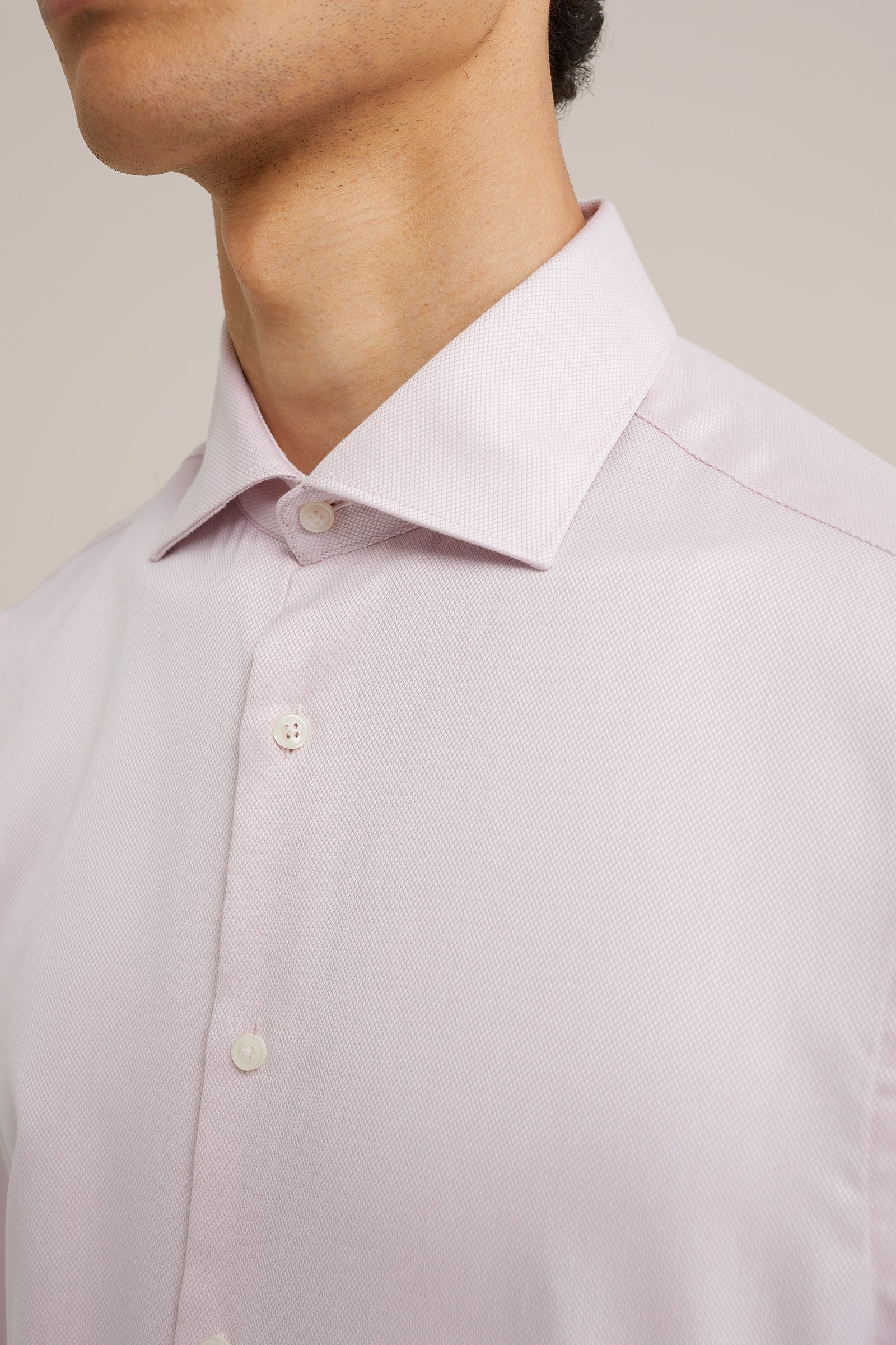 slim fit overhemd met structuur WE Fashion Lichtroze