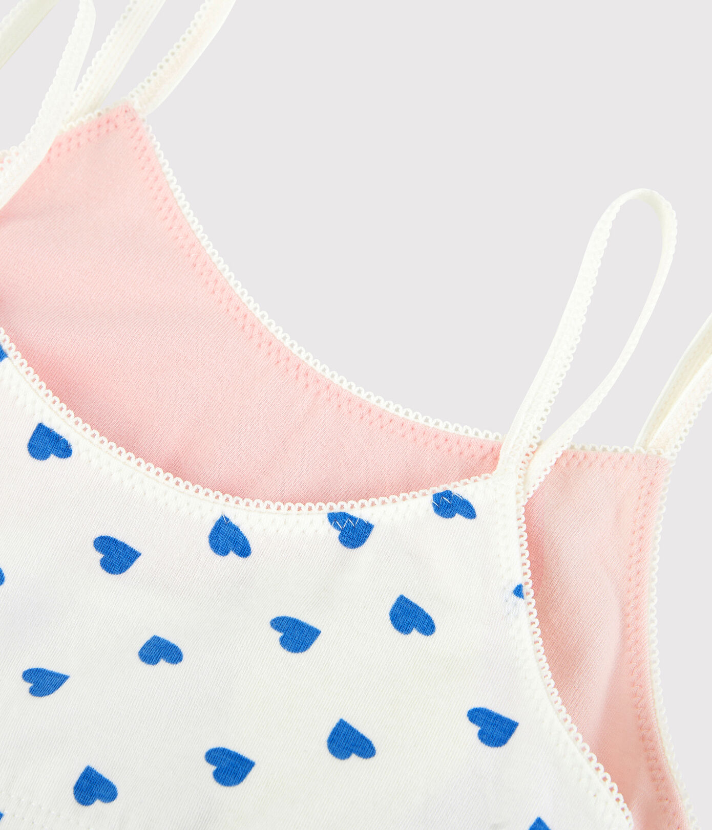 Lot de 2 brassières cœurs fille en coton et élasthanne