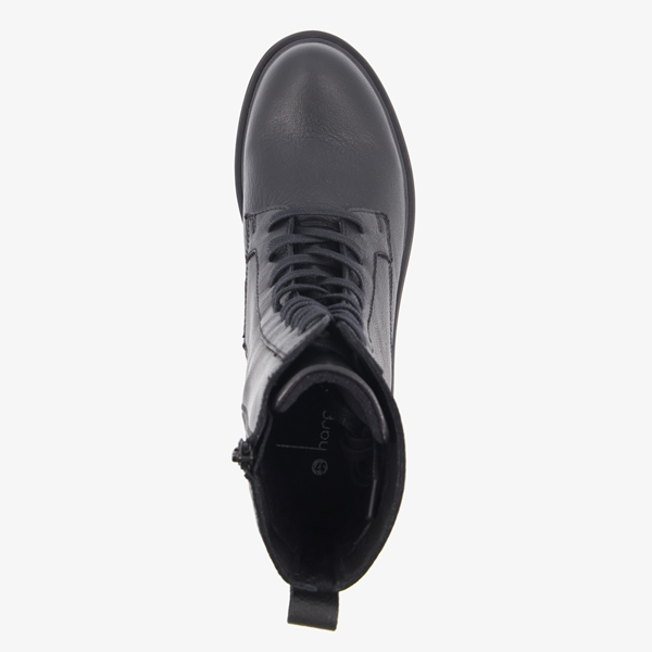 Harper leren dames veterboots zwart