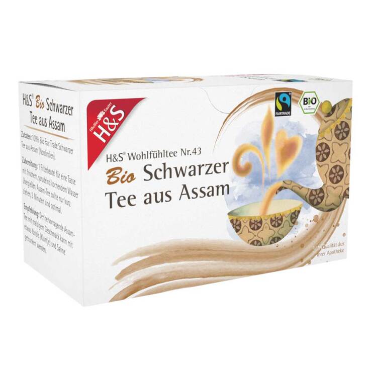 H&S Bio Schwarzer Tee aus Assam Filterbeutel, 20X1.80 g