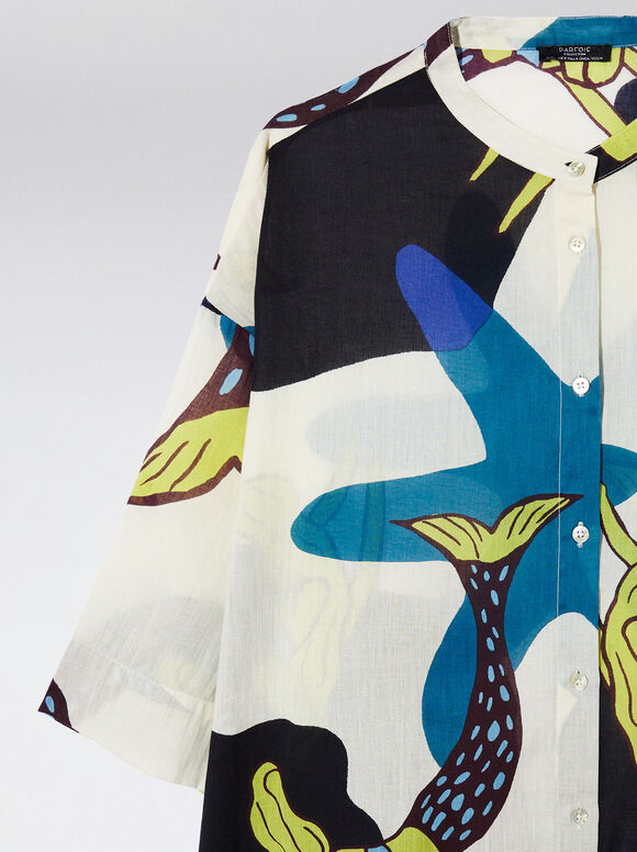 Vestido camisa estampado - Multicolorido