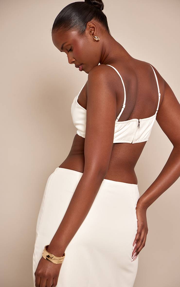 Crème Top Bralette À Bretelles Tissé Coordonné
