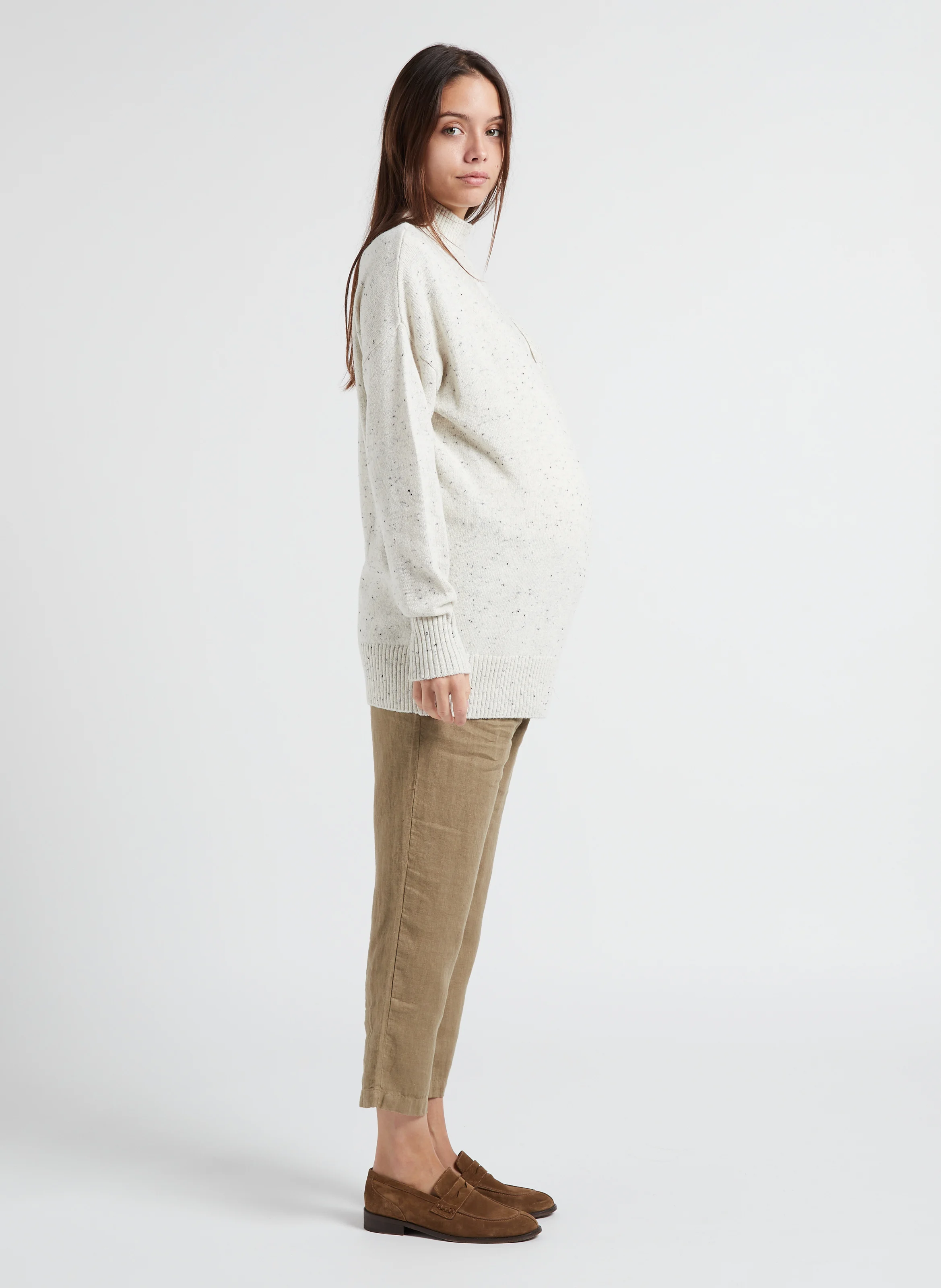 MERLE - Pull col montant en coton | Gris