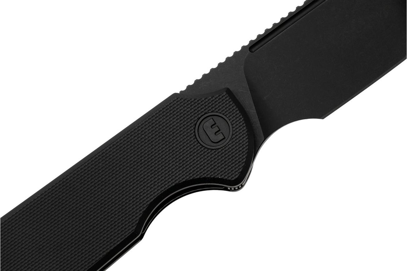 Eutektik Binary BIN-BBW-L Blackwashed 14C28N, Black G10, linkshandig zakmes