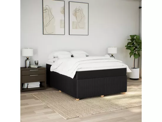 Sommier à lattes de lit avec matelas Noir 160x200 cm Tissu