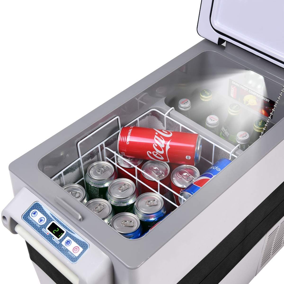 Réfrigérateur 52l de Voiture -20℃/+10℃ Mini Réfrigérateur Portable Ecran Lcd Adaptateur 69x34,5x52,5cm Noir+Gris - Lidl-Manfred
