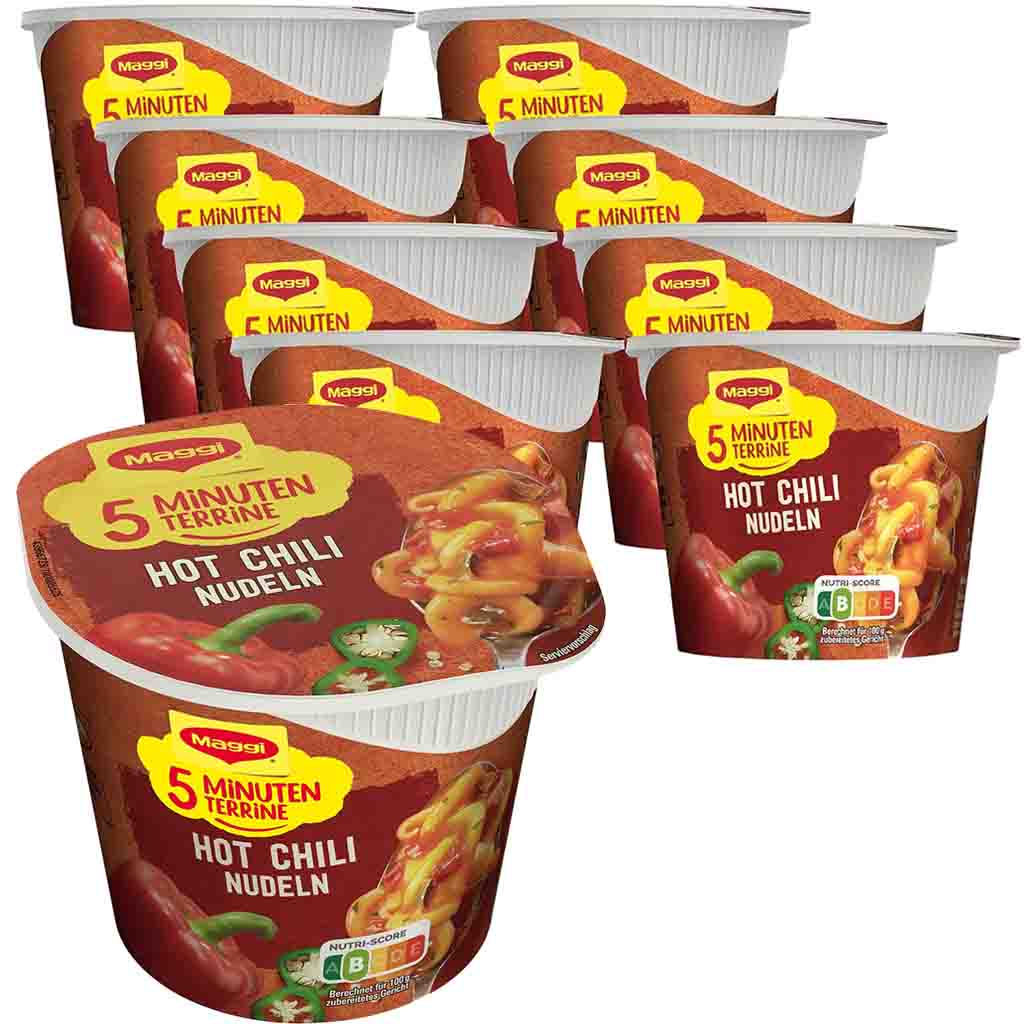 8x Maggi 5 Minuten Terrine Hot Chili Nudeln á 59g=472g MHD:30.10.25