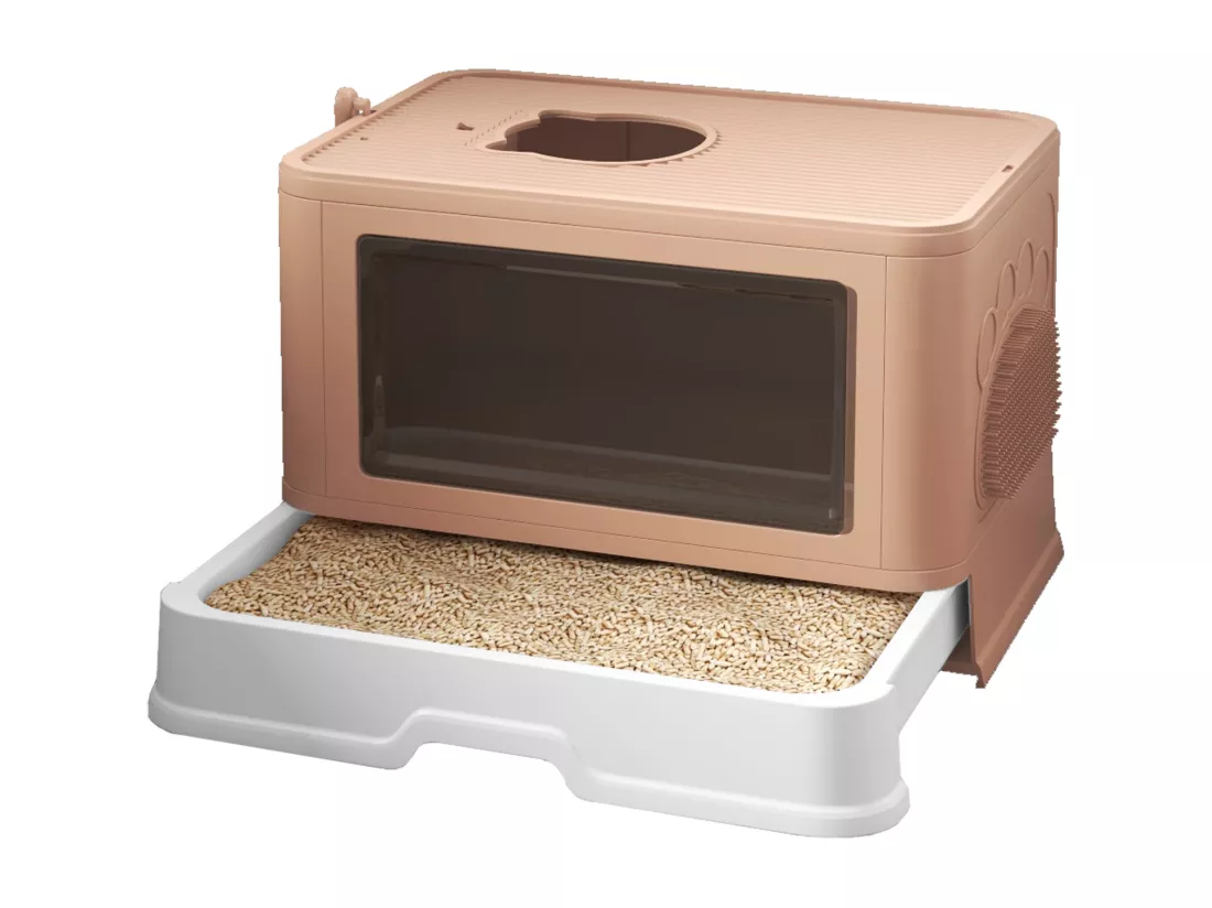 YITAHOME Bac Litiere pour Chat 20.4KG - Grand - Intérieur - Toilette Chat - avec Pelle - Auto-toiletteur - Couleur de Rose