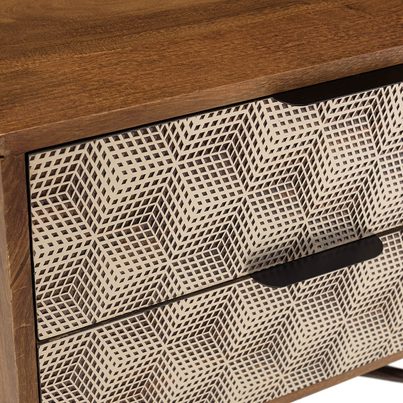 Macabane Chevet en bois de manguier 2 tiroirs Alix marron - 55x46x56 cm