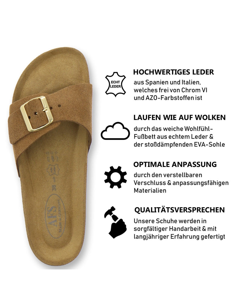 modische Pantoletten Damen cognac