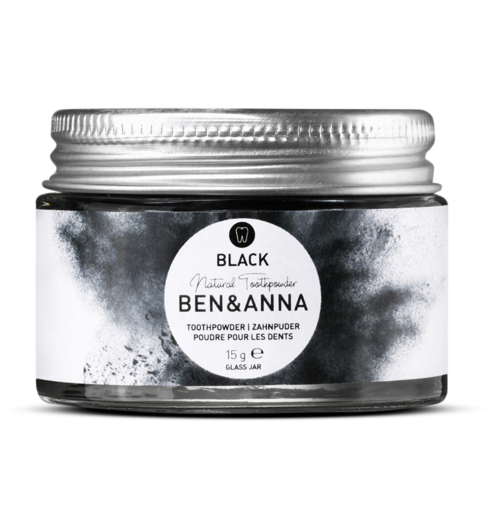 Ben & Anna Tandpoeder zwart active charcoal (15 gr)