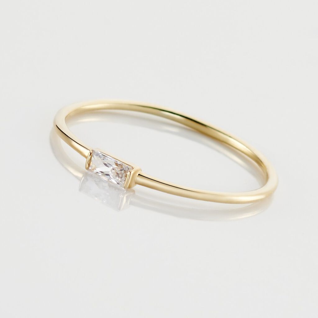 Bague Solitaire Or Jaune Promesse Oxyde De Zirconium