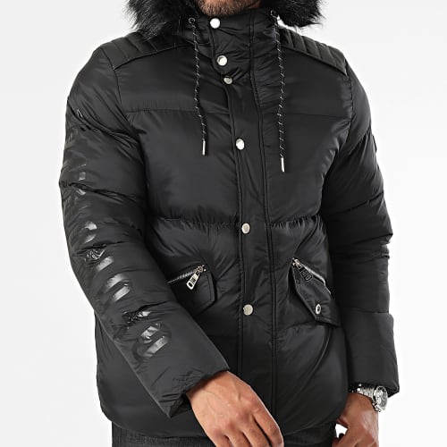Doudoune Capuche Fourrure Noir