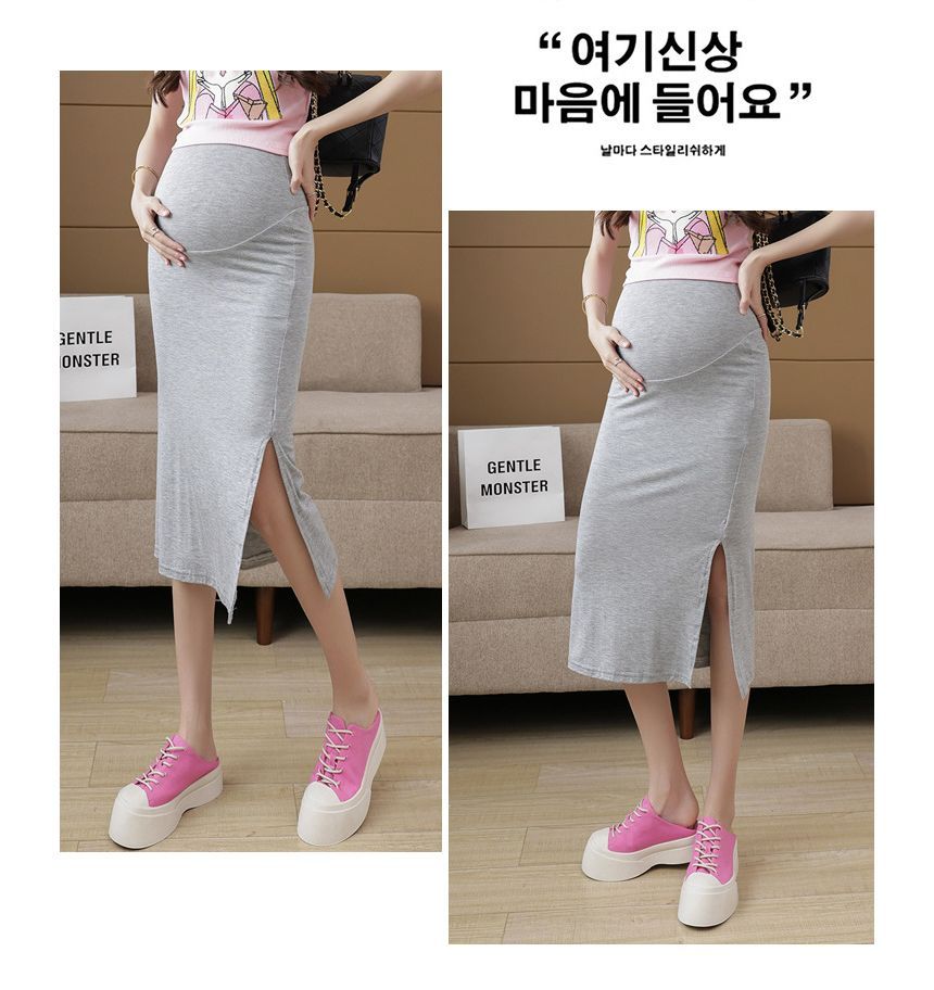 NOA - Zwangerschapsrok met hoge taille en split, midi-kokerrok