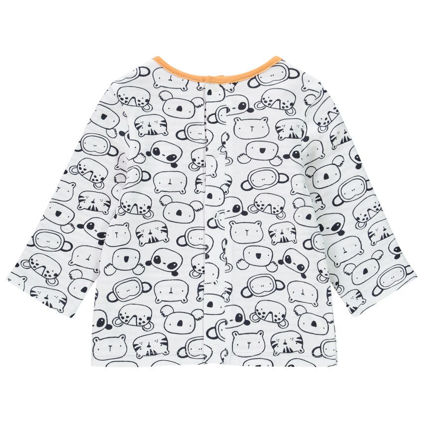 T-shirt manches longues réversible en coton bio pour bébé garçon - Ecru