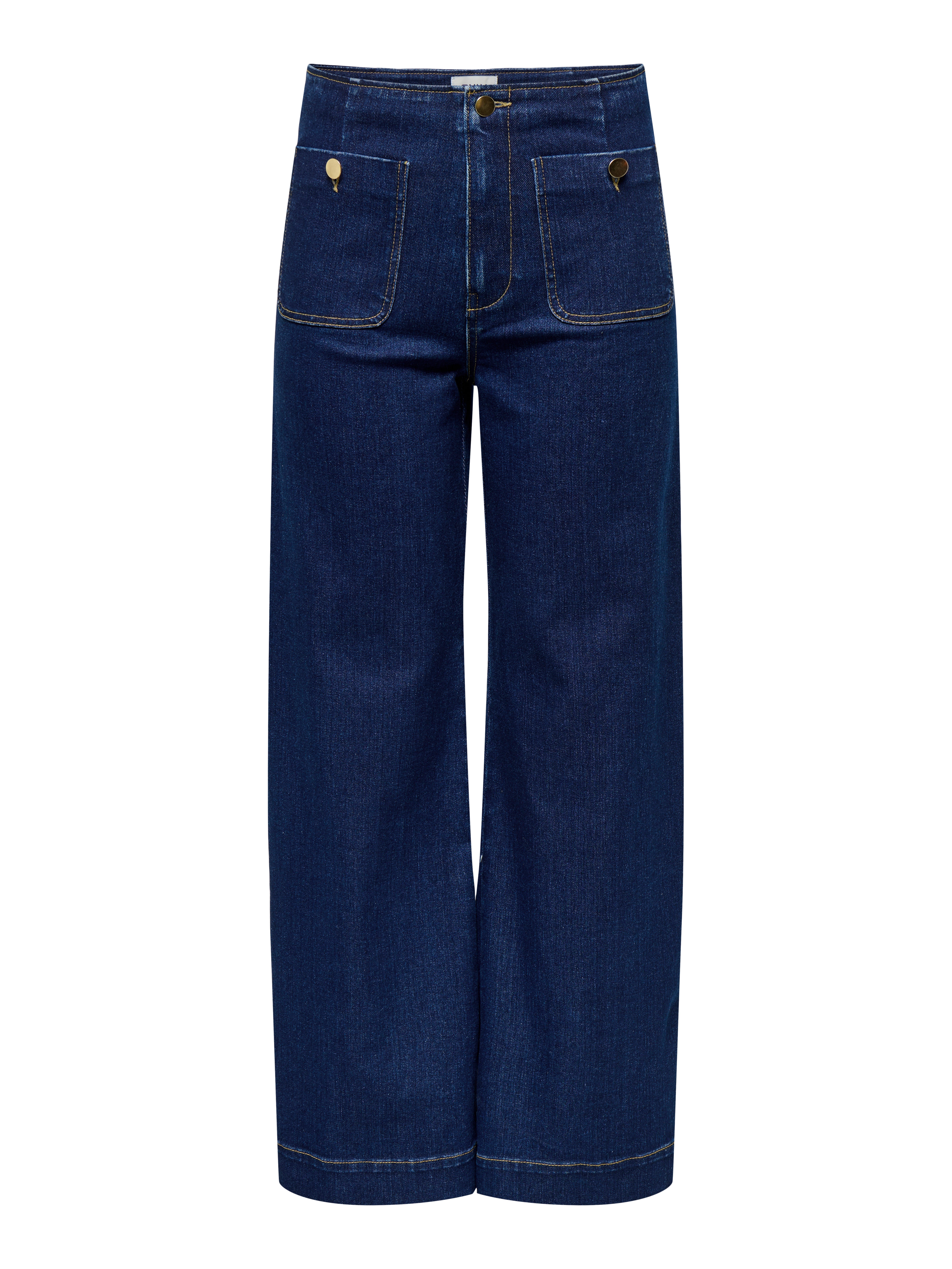 ONLMADELINE Hohe Taille Weiter Beinschnitt Jeans Dark Blue Denim