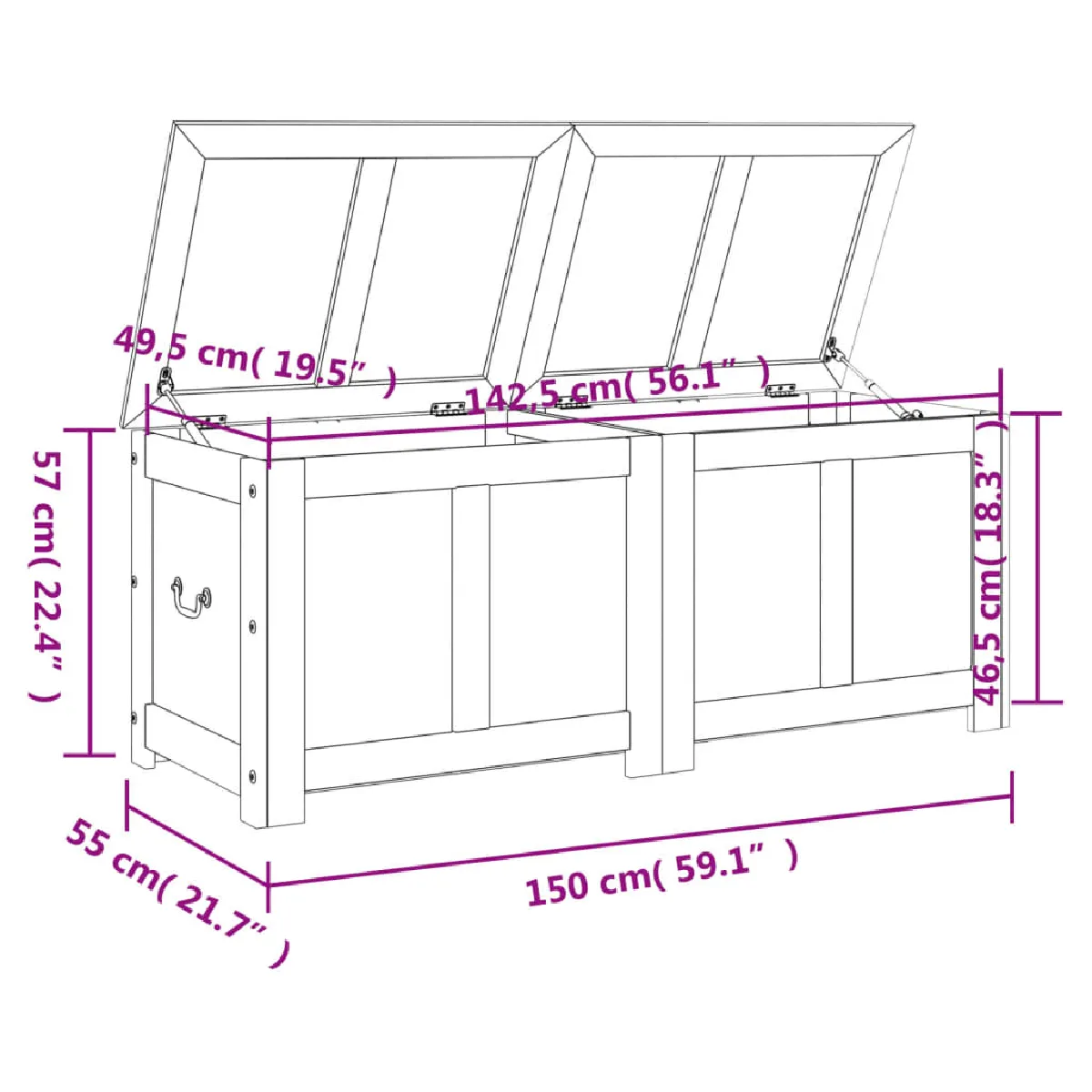 VIDAXL Coffre de Rangement - Bois d'Acacia