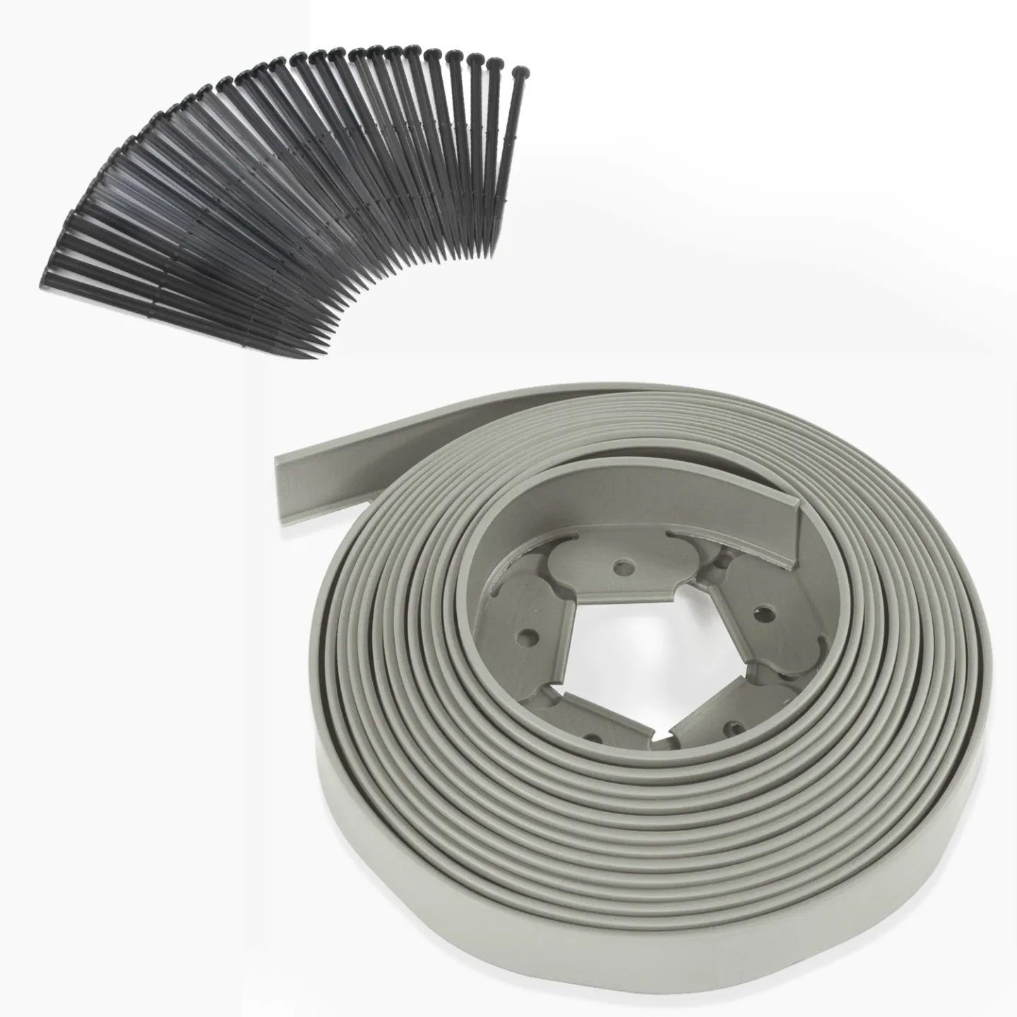Bordurette de jardin flexible 10 M grise hauteur 5 CM + 30 piquets
