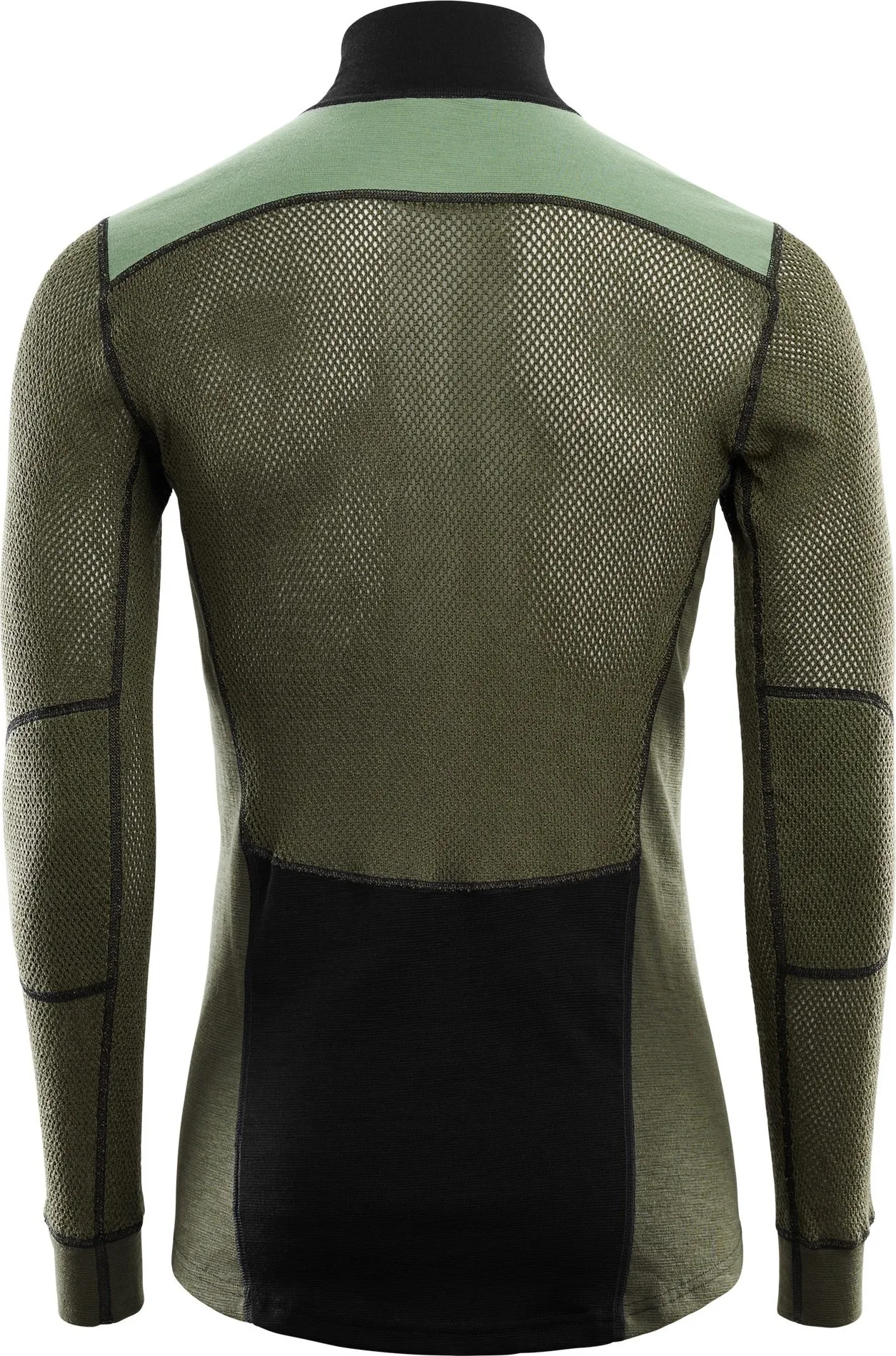 Aclima Men's WoolNet Hybrid Mockneck Jet Black/Olive Night/Dill