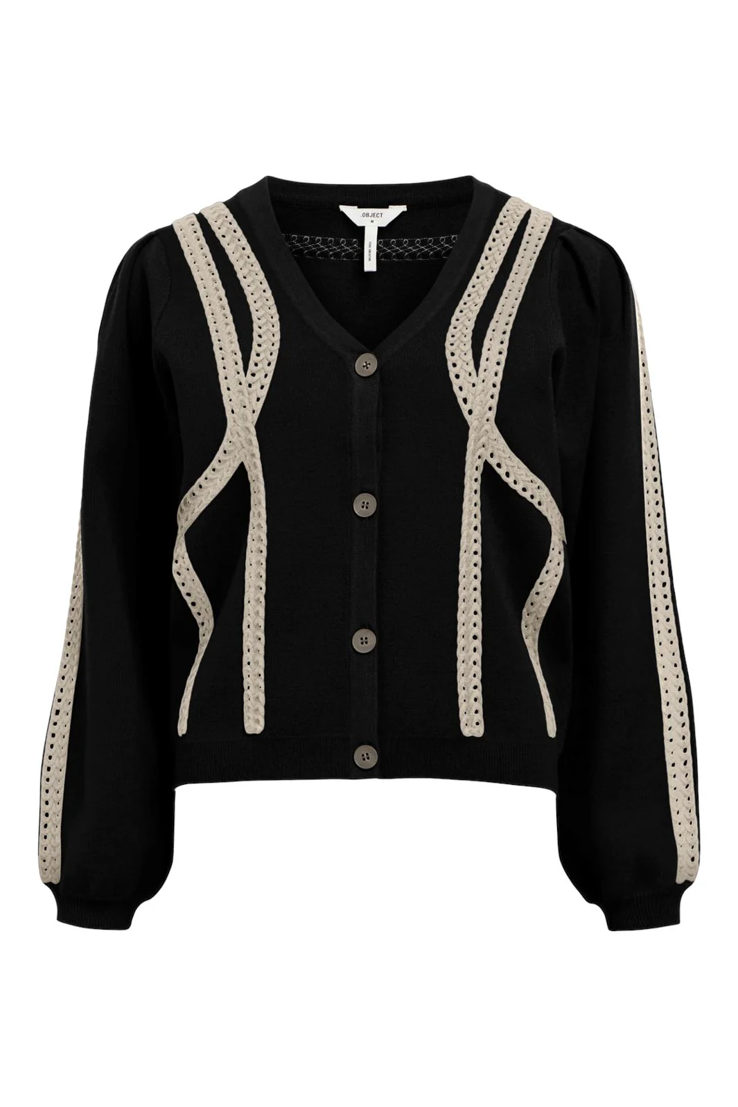 Object Objulla Knit L/S Re Cardigan 134 4631479 black sandshell