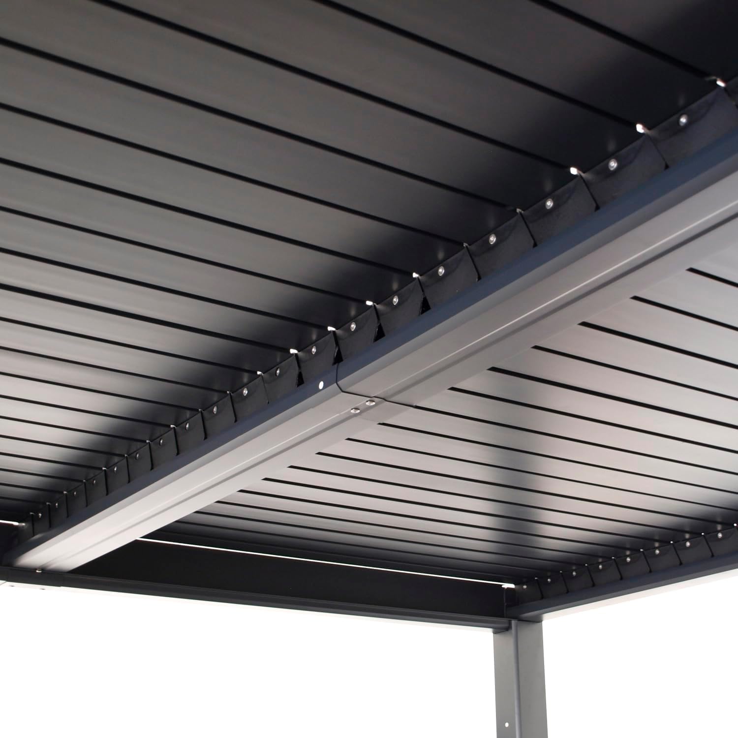 DEGAMO Gartenpavillon Lamellenpavillon Baracoa 300x300cm, Gestell Aluminium, Lamellendach aus Aluminium, dunkelgrau