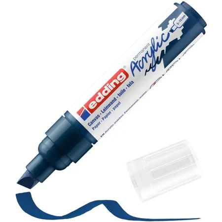 edding 5000 Acrylmarker breit - dunkel-blau - 1 Acrylstift wasserfest - breite Keilspitze 5-10 mm